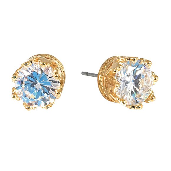 Cubic Zirconia Earrings 10MM Gold Plated - Picture 2 of 4